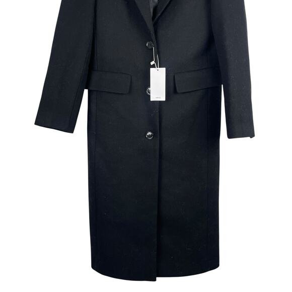 NEW Mango Long Structured Wool Coat Single Breasted Black Size XXS - Picture 6 of 12